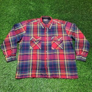 VTG 90s Grunge Plaid Flannel Shacket Mens XL Oversized Baggy (Fits 2XL)